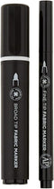 Black Fabric Markers 2 Pack, Broad and Fine Tip | Water Resistant Ink, No Steam or Iron Needed | Non Toxic Fabric Pens for Drawing, Quilt Labels, ...