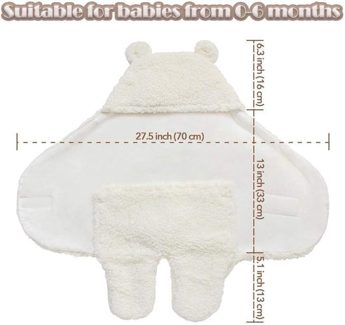 Baby Swaddle Blanket Boys Girls Cute Cotton Plush Receiving Blanket Ultra-Soft Newborn Sleeping Wraps for Infant 0-6 Months, White...