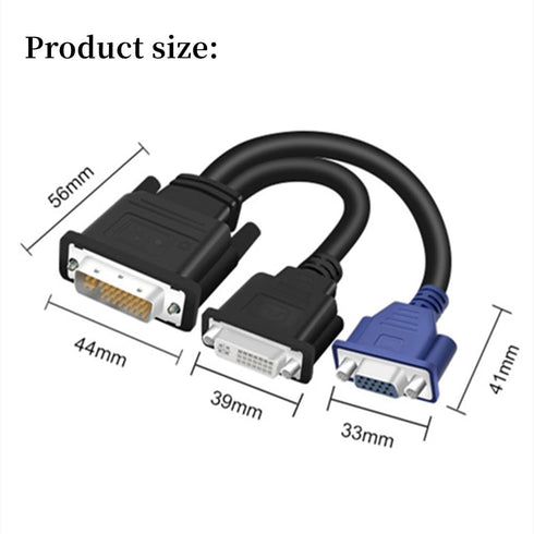 DVI-I to DVI-D VGA Video Cable Splitter 1 in 2 Out Computer Host Laptop Graphics Card DVI24+5 External 2 Port DVI24+1 VGA Monitor TV Projector Ada...