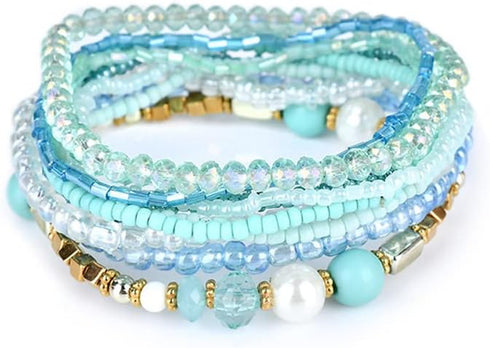 COLORFUL BLING Handmade Bohemian Multilayer Stackable Seed Beaded Bracelets for Women Bohemian Strand Bangle Statement Multicolor Jewelry...