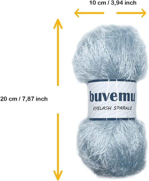 Eyelash Sparkle Fun Fur Yarn with Eye-catching Glitter 100 Gram (3.53 Ounces) 208 Yards (190 Meters) (Ice Blue) (3 Pack)......