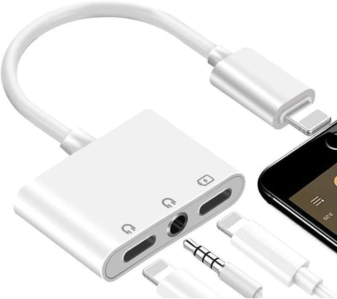 Lightning to Headphone Adapter 3.5mm Jack Headphone Adapter 3 in 1 Earphone and Charging Splitter for iPhone 13/12/11/SE/XS/XR/X/8/7 and iPad......
