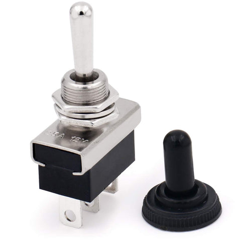 Baomain Car Toggle switch SPDT Latching (Maintained) ON-OFF-ON 3 Pin 3 Position 12V/25A with waterproof cover for Auto Car (4PCS)...