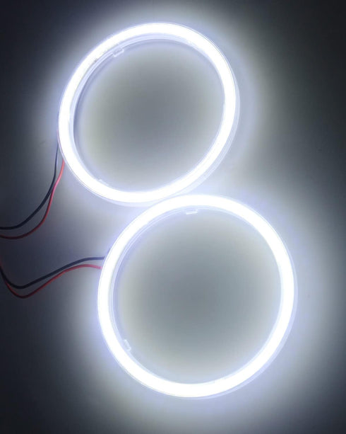 Qasim 1-Pair White 70MM 60SMD COB LED Halo Ring Angel Eyes Car LED Fog Light DRL with lampshade Cover 12V 24V DC...