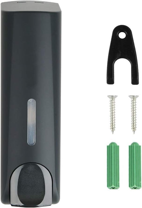 Shampoo and Conditioner Dispenser, No Drill Wall Mounted Shower Dispenser, Black, Single Chamber, 350ml...