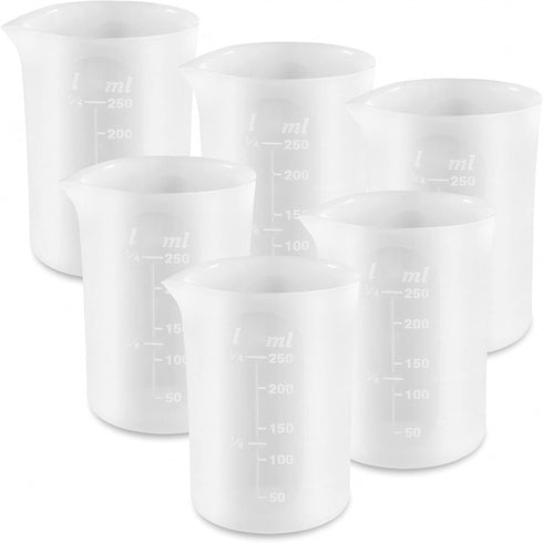 Coopay 250 ml Silicone Measuring Cups for Resin Non-Stick Mixing Cups Glue Tools, Precise Scale for for Resin DIY Craft Jewelry Making, 6 PCS...