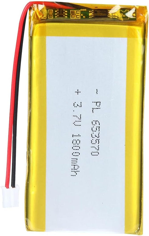 3.7V 1800mAh 653570 Lipo Battery Rechargeable Lithium Polymer ion Battery Pack with JST Connector...