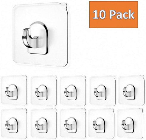 FIGO 10 Packs 15lB(Max) Seamless Small Wall Hooks Adhesive Transparent Seamless Hooks Very Creative, Practical Hook for the Drill-free Wall...