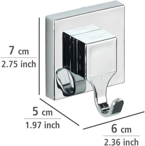 Wenko "Quadro Wall Hooks with Vacuum-Loc, Silver, 2-Piece...