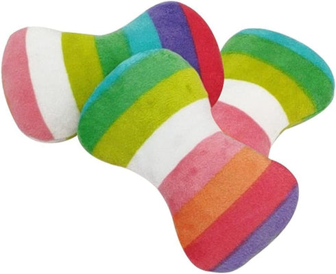 2 Pcs Colourful Dog Plush Vocal Toy Rainbow Dog Bone-Shape Chewing Toy Pet Supplies for Pet Playing Use Adorable Quality and Practical Attractive ...