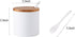Ceramic Embossed Stripe Sugar Bowl Spice Jar Storage Seasoning Pot with Lid Spoon...