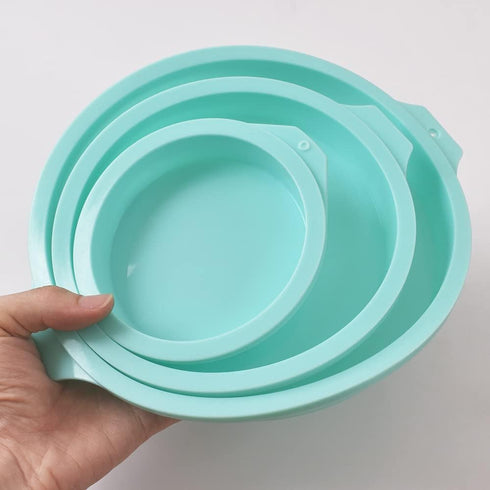 Newk Silicone Round Cake Mold, 3 Packs Silicone Cake Pans Mold for Layer Cakes, Rainbow Cakes, Resin Coasters – 4”+6“+8”...