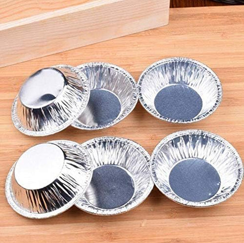 250 Pcs Disposable Egg Tart Tins Molds Silver Aluminum Tin Foil Mini Pie Tins Pans Cake Tart Holder Cupcake Cookie Circular Egg Tart Mold Cups for...