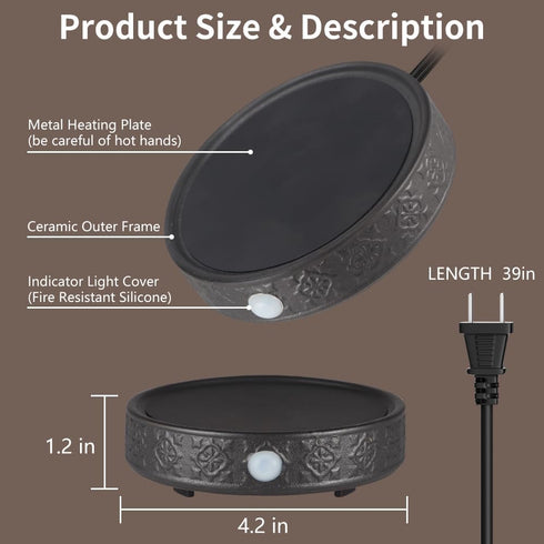 Mug Warmer for Desk, Coffee Cup Warmer Auto Shut Off, Candle Warmer Plate with Timer(2h/4h/8h) (04-Black)...
