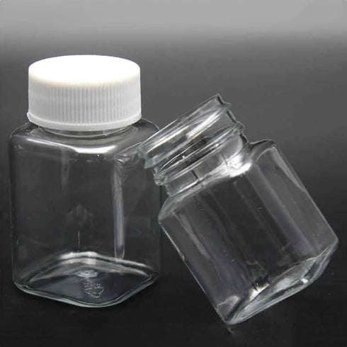 5 Pcs 80ml Empty Plastic Pill Bottles Clear Pill Dispenser Containers Solid Powder Storage Vials Square Liquid Sample Bottle for Crafts...
