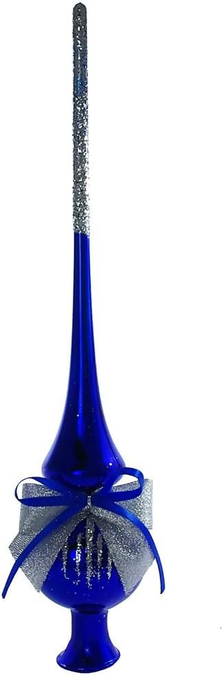 HolidayGiftShops Rays Vintage Glass Christmas Mini Tree Topper (Blue, Glossy)...