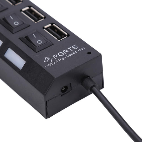 7-Port USB Hub with ON/Off Switch, Black...