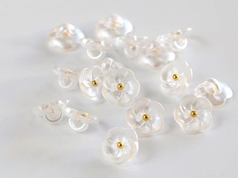 Flower Buttons for Sewing 15/32 Inch (11.5mm) Translucent Blouse Button Craft Scrapbooking White Color Pack of 30pcs...