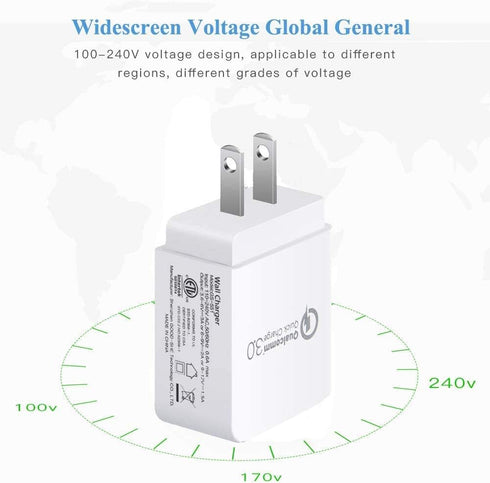 Quick Charge 3.0, 18W USB Wall Charger QC 3.0 Adapter 3A Fast Charger Compatible with iPhone 12 11 Pro X XR XS Max | Galaxy S21 S20 FE S10 S10e S9...