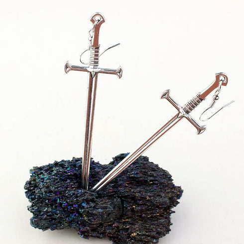 Fuqimanman2020 Unique Retro Gothic Long Sword Hook Earrings Vintage Silver Punk Style Knife Dangle Drop Earrings for Women...