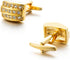 Triple rows Cubic stones Gold tone Cufflinks Luxury Chic Cuff links...
