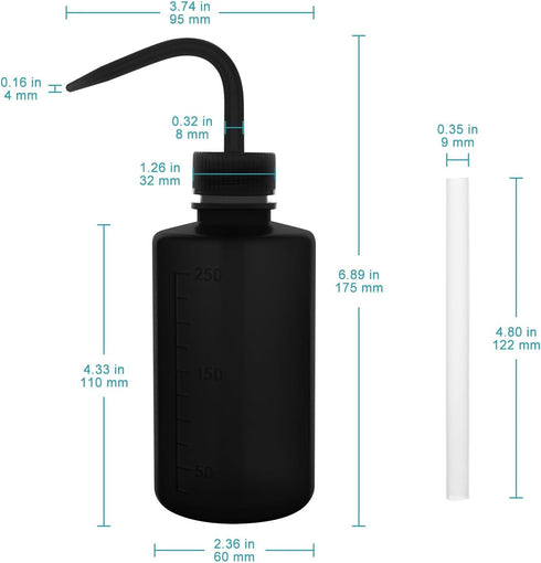 stonylab LDPE Chemical Wash Bottle, 2-Pack Watering Tool Safety Black Plastic Squeeze Bottle Lab Rinse Bottle with Scale Labels and Narrow Mouth S...