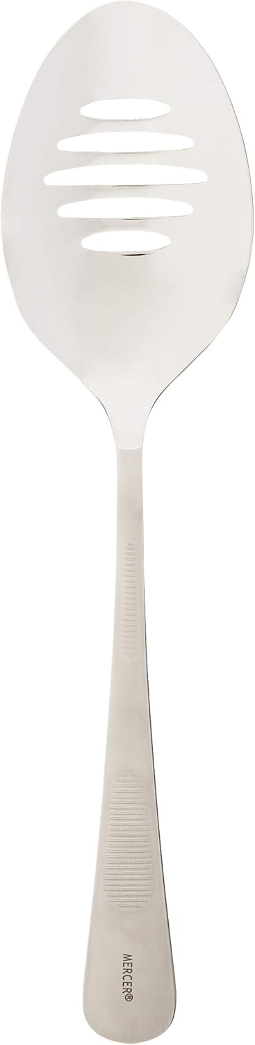 Mercer Culinary 18-8 Stainless Steel Plating Spoon with Slotted Bowl, 9 Inch, Silver...