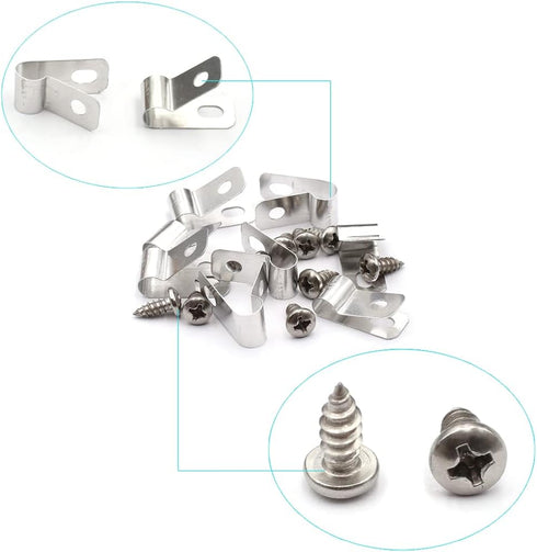80 Pcs Fence Wire Clamps with Screw Agricultural Fencing Mounting Clips, Stainless Steel Wire Clips Cord Clamp for Mount 12-16 Gauge Welded Wire t...