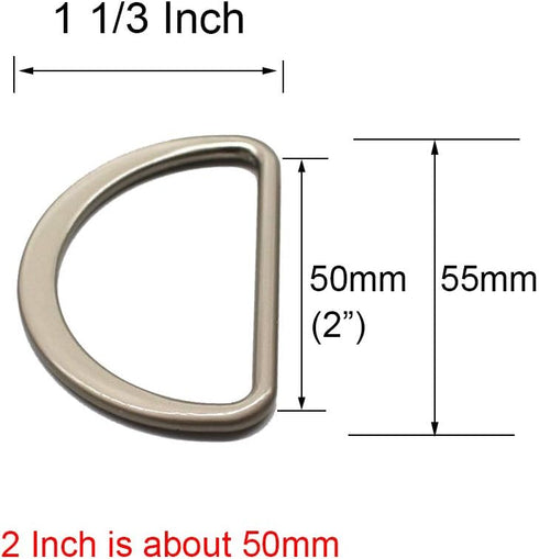 10PCS Metal D Ring 2 Inch Satin Nickel Plated Non Welded Large Size D-Rings for Buckle Straps Bags Belt (50mm)...