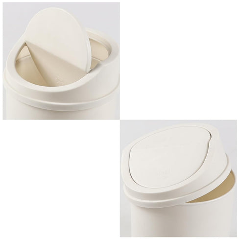 Plastic 0.7 Gallon Tiny Garbage Can, Mini Trash Can with Swing-Top Lid, White...
