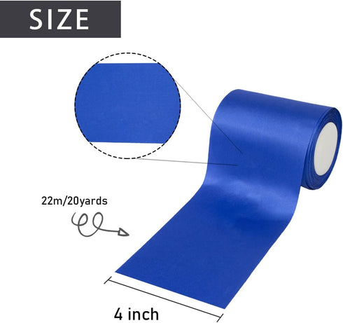 4 Inch x 24 Yard Royal Blue Satin Ribbon Single Face Solid Color Fabric Ribbons for Chair Sash Cutting Ceremony Gift Wrapping Craft DIY Sewing Car...