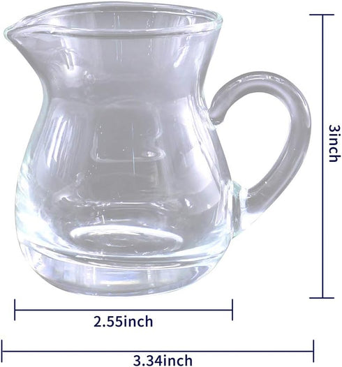 DGQ Classic Glass Creamer Pitcher with Handle 4oz Pack of 2 Milk Pourer Mini Creamer for Coffee Tea Maple Syrup Serving...