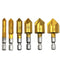6Pcs HSS Hex Countersink Drill Bit Set 5 Flute 82 Degree Carbon Steel Chamfer Cutter Center Punch Tool Sets for Wood Quick Change Bit,deburring, b...