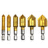 6Pcs HSS Hex Countersink Drill Bit Set 5 Flute 82 Degree Carbon Steel Chamfer Cutter Center Punch Tool Sets for Wood Quick Change Bit,deburring, b...