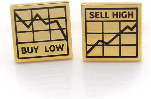 Buy Low Sell High Stock Market Financial Consultant Investment Banking Gold Cufflinks...