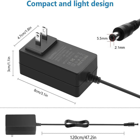 12V 3A Power Supply Adapter AC 100-240V to DC 12 Volt 3000mA 36W Wall Charger Power AC Adapter Fit for Jetson Nano,Atomic Pi,USB Hub,Cable Box,DAC...