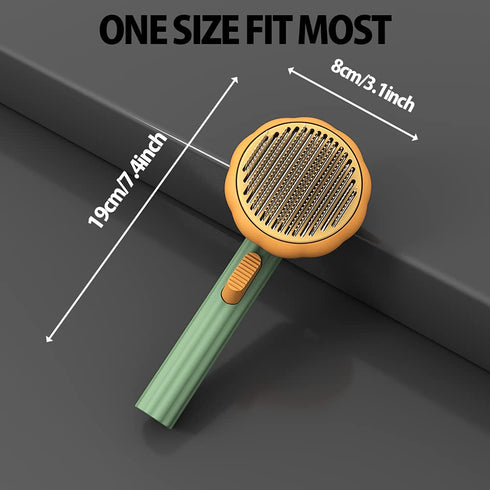 Cat Brush with Release Button, Cute Pumpkin Shape Groom and Clean Dog Comb with Release Button, Self Cleaning Doodle Brush for Cats Dogs Puppy Rab...