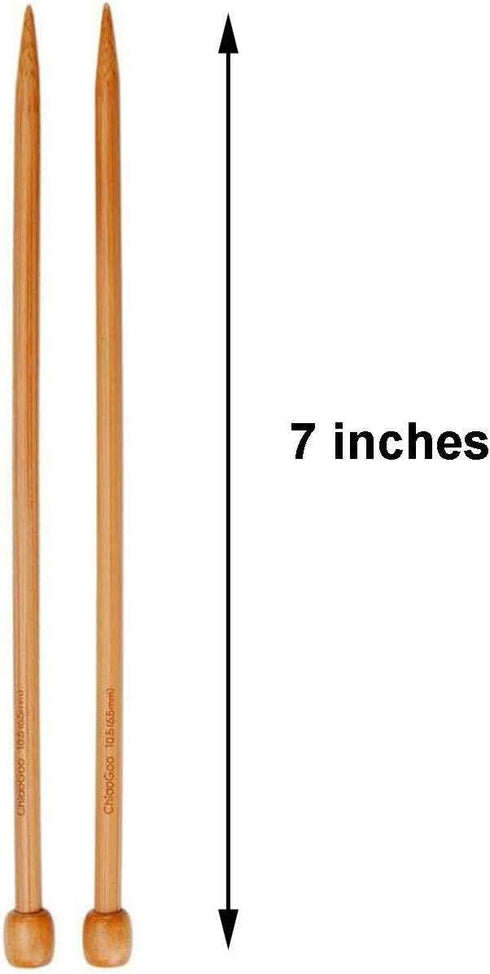 ChiaoGoo Knitting Needles Straight 7 inch (18cm) Bamboo Dark Patina Size US 9 (5.5mm) 1007-9 with Stitch Holder...