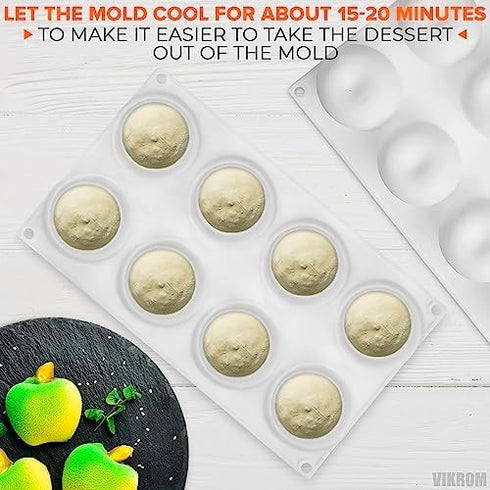 8 Cavity Apple Silicone Mold - 11.22 x 6.69 x 2.3 Inches Apple Mold for Baking, Good for Pastry, Jelly, Ice Cream, Soap, and Candles, Non-Stick an...