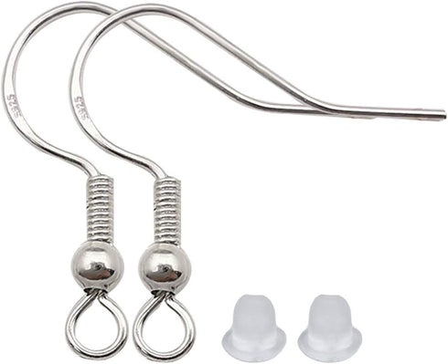 200 PCS/100 Pairs 925 Silver Hypo-allergenic Earring Hooks Fish Hook Ear Wires French Wire Hooks Jewelry Findings Earring Parts DIY Making with 20...