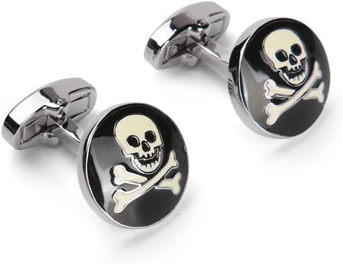 Cufflinks Unique Round Bone and Skull Engraved Cuffs Tuxedo Shirt Silver Cuff Link for Men boys...