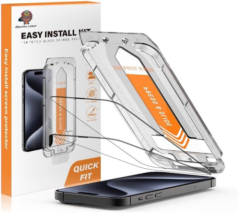 FABKITT Tempered Glass Screen Protector designed for iphone 15, (Easy Installation Kit)......