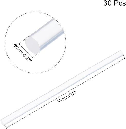 uxcell Mini Hot Glue Gun Sticks 12-inch x 0.27-inch Super Sticky Glue Sticks for Glue Gun, Clear 30pcs...