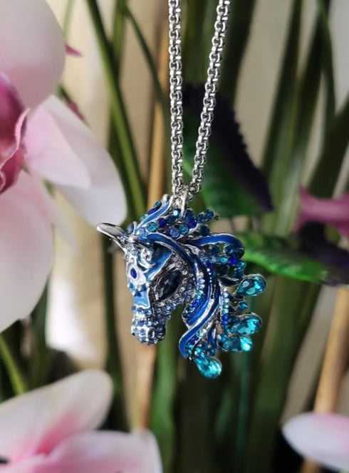Horse Pendant Necklace 24 inches Chain Gift Boxed Fashion Jewelry...