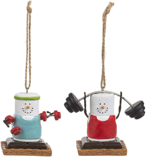 Ganz MX179691 S'Mores Weightlifter Ornaments, Set of 2, 2.63 Inches Height, Multicolor...