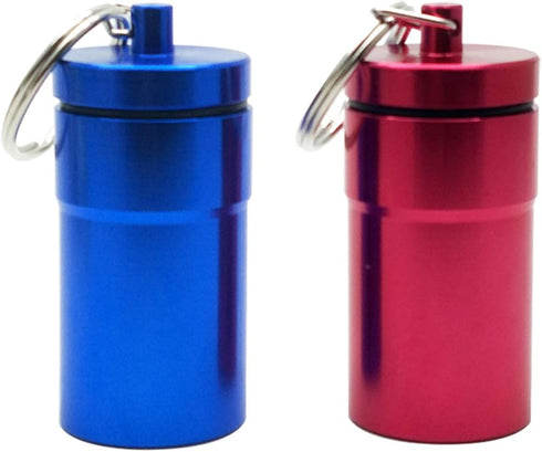 FAYALA Aluminum Waterproof Pill Case Bottle and Pill Container Pill Box 2 Packs Large Aluminum Waterproof Pill Box for Medicine,Metal Pill Keychai...