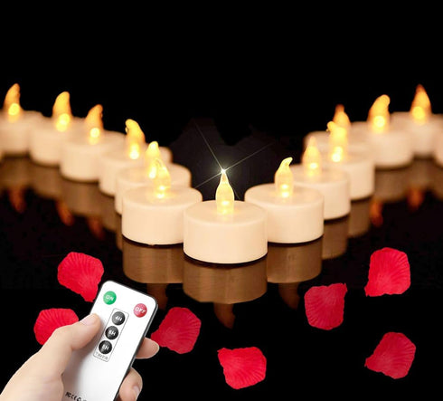 12 Pack Flameless LED Tea Light Candles with Remote Control, Realistic and Bright Flickering Long Lasting 400 Hours, Decorative for Wedding Party ...