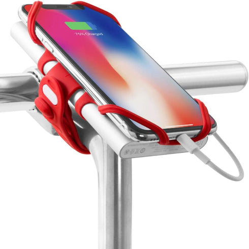 BONE Bike Tie Pro Pack 1, Bike Cell Phone + Charger Mount for Stem, Scratch-Free Silicone Holder, Universal Cycling Phone + Power Bank Holder Comp...