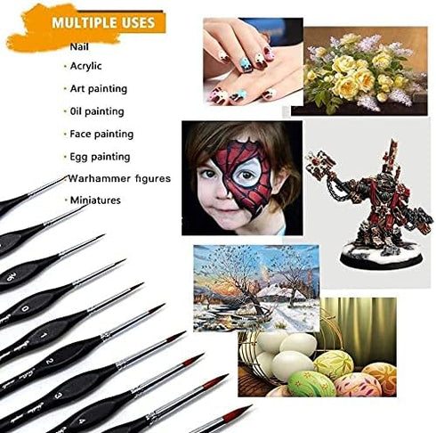 Art 10-Piece Fine Detail Paintbrush Set: Triangular Handle Artist Paint Brushes for Acrylic, Watercolor, Oil, Warhammer Figures & Miniatures - Ver...