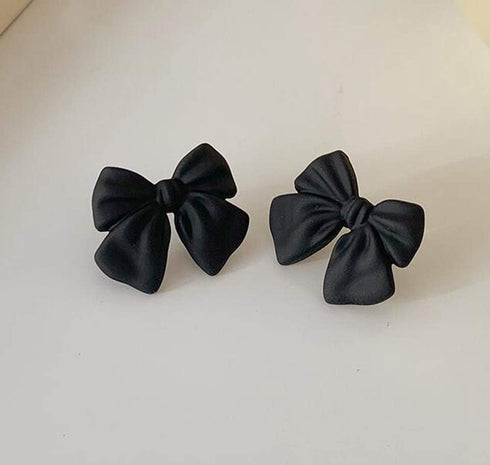 1 Pair Artist Bow Tie Ribbon Stud Earrings for Women Black Daily Bow Earring Jewelry (1 Pair Black)...